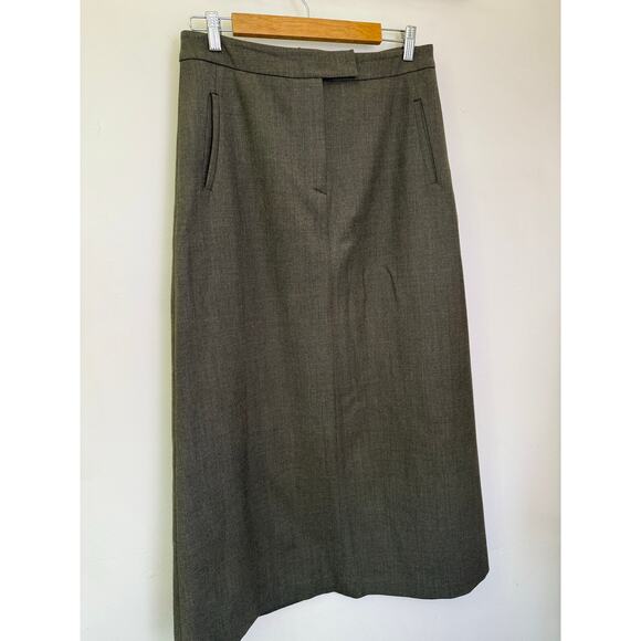 Vintage Country Shop Wool Blend Midi Skirt Gray Olive Green Size 12 - Picture 1 of 6